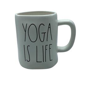 Rae Dunn "Yoga Is Life" Ceramic Coffee Mug Cup 4" Exercise